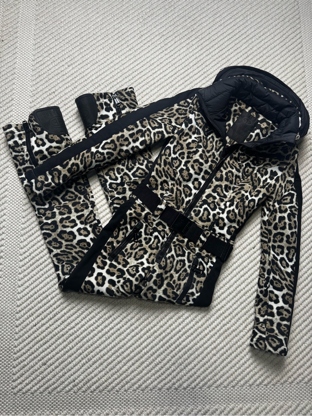 Goldbergh Ski Suit Jumpsuit Lynx Jaguar Leopard Roar Print US 6 Brown Black